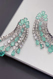 Pendientes colgantes de diamantes de imitación brillantes verdes para mujer