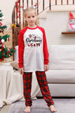 Conjuntos de pijamas navideños familiares a juego con cuadros rojos