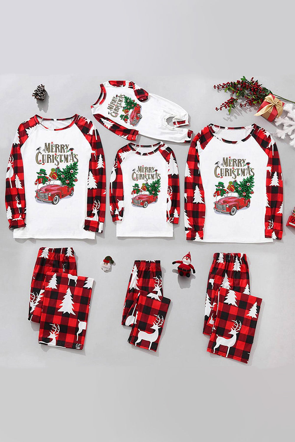 Pijama navideño familiar estampado a cuadros
