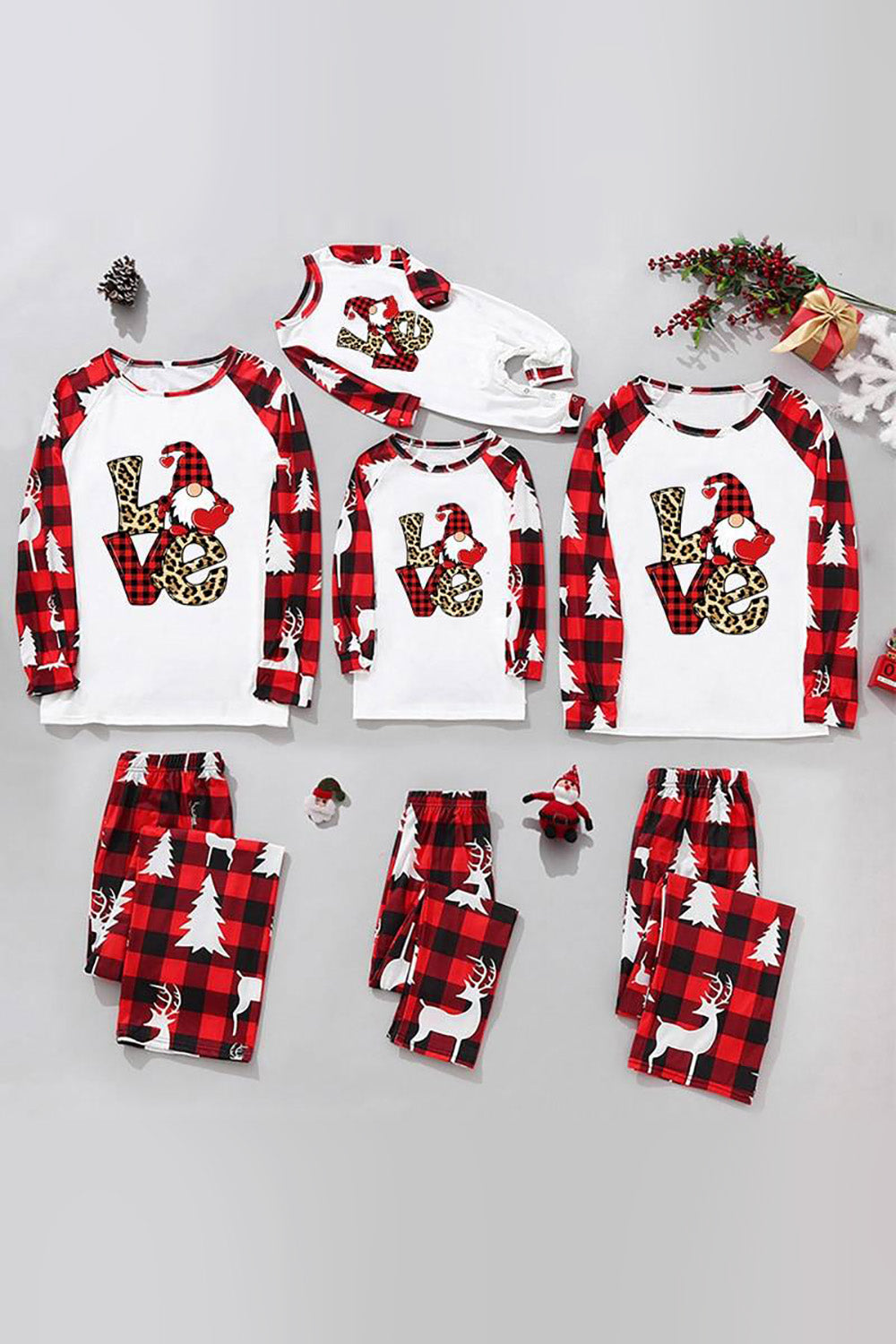 Pijama navideño familiar estampado a cuadros