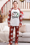 Pijama navideño familiar a juego a cuadros rojos con copo de nieve
