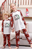 Pijama navideño familiar a juego a cuadros rojos con copo de nieve
