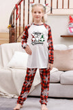Pijama navideño familiar a juego a cuadros rojos con copo de nieve