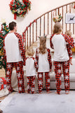 Pijama navideño familiar a juego a cuadros rojos con copo de nieve