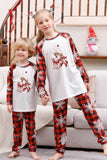 Pijama navideño familiar a juego a cuadros rojos con copo de nieve