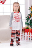 Pijama navideño familiar a juego con estampado gris de manga larga