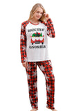 Conjuntos de pijamas familiares con estampado rojo navideño