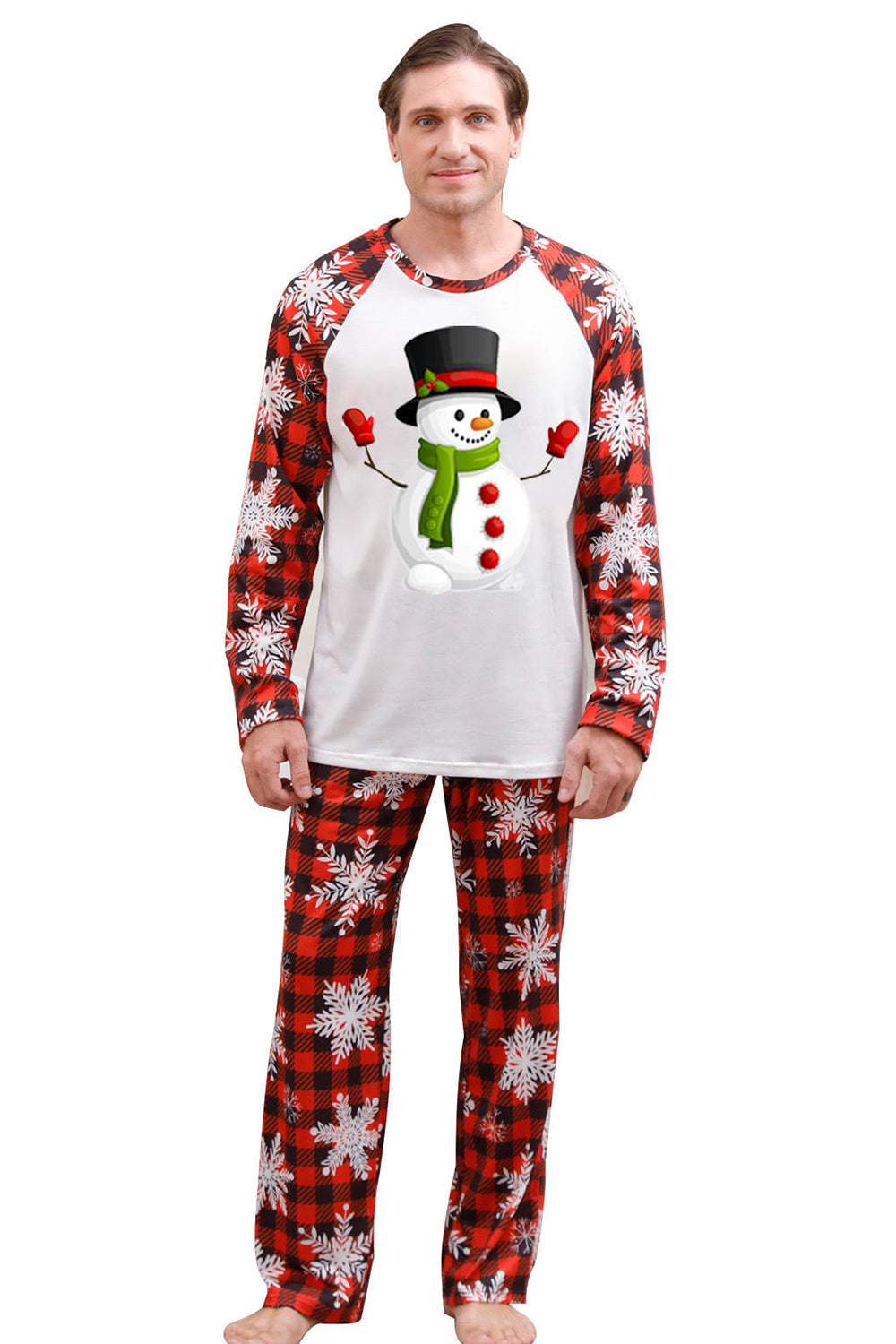 Conjuntos de pijamas familiares con estampado rojo navideño
