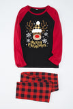 Conjuntos de pijamas con estampado navideño de cuadros rojos con perro