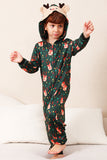 Pijama de una pieza de Navidad familiar estampado verde oscuro