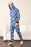 Pijama de una pieza de una pieza de Navidad a juego con estampado de muñeco de nieve azul