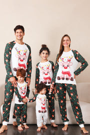 Conjunto de pijama familiar navideño de ciervo verde oscuro