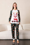 Conjunto de pijama familiar navideño de ciervo verde oscuro