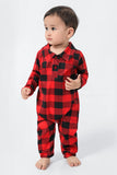 Juego de pijama de 2 piezas a juego de la familia de la familia a cuadros rojos
