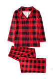 Juego de pijama de 2 piezas a juego de la familia de la familia a cuadros rojos