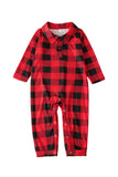 Juego de pijama de 2 piezas a juego de la familia de la familia a cuadros rojos