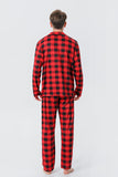 Juego de pijama de 2 piezas a juego de la familia de la familia a cuadros rojos