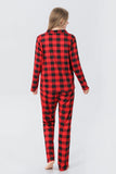Juego de pijama de 2 piezas a juego de la familia de la familia a cuadros rojos