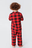 Juego de pijama de 2 piezas a juego de la familia de la familia a cuadros rojos