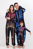 Family Cozy Skeleton Print Zip Up Sudadera Con Capucha