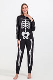 Family Cozy Skeleton Black Print Sudadera con capucha con cremallera