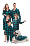 Juego de pijama de 2 piezas a juego de la familia a cuadros navideños verde oscuro
