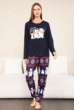 Conjunto de pijama familiar navideño con estampado azul marino