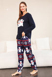 Conjunto de pijama familiar navideño con estampado azul marino