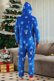 Navidad Familia Royal Blue Flannel Snowflake Onesie Pijama