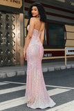 Vestido de fiesta con corsé de lentejuelas rosas