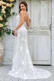 Vestido de novia largo de encaje de sirena marfil
