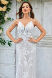 Vestido de novia largo de encaje de sirena marfil