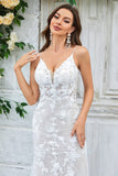 Vestido de novia largo de encaje de sirena marfil