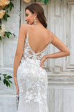 Vestido de novia largo de encaje de sirena marfil