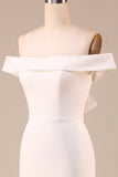 Simple Ivory Mermaid Lace-Up Back Vestido de novia largo