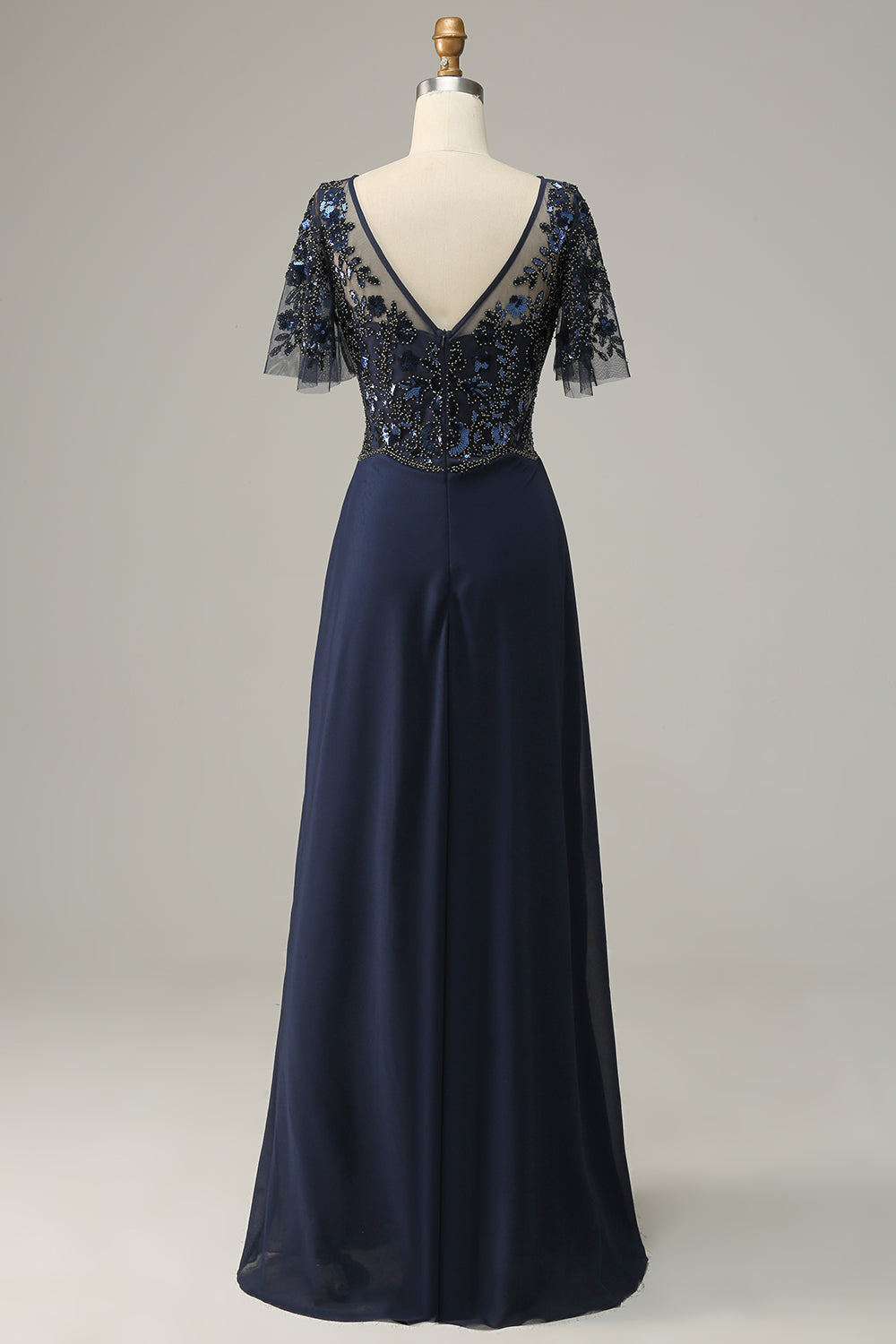 Azul marino Apliques lentejuelas Madre de Vestido de Novia