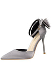 Tacones de fiesta de raso de Borgoña con Bowknot