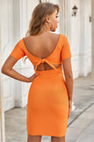 Sexy V Cuello Naranja Vestido de Fiesta
