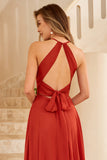 Vestido de dama de honor Rust Brown Open Back