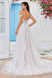 Desmontable Off the Shoulder Corsé Tul A Line Vestido de novia