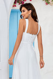 Ivory Scoop Neck Boho Simple Vestido de novia con encaje